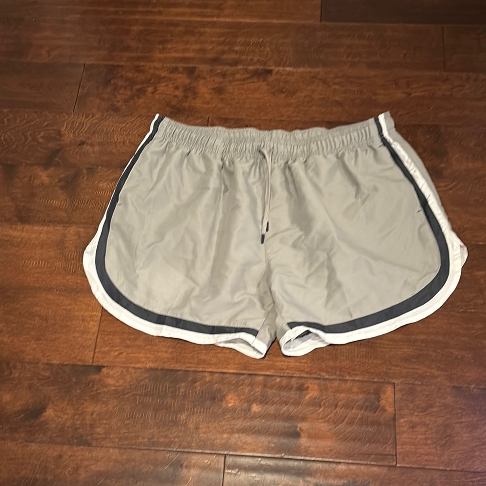BCG Women's Gray Athletic Shorts with Navy White Trim with Pockets